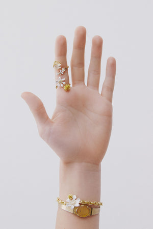Large White Clematis and Japanese Kerria Bracelet