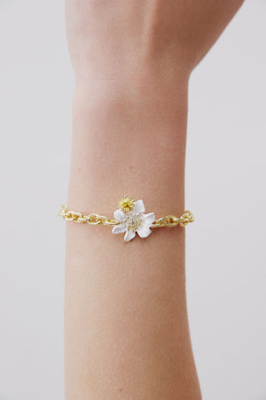 Large White Clematis and Japanese Kerria Bracelet