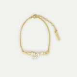 Golden Laurel Leaf - White Wisteria and Cultured Pearl Bracelet