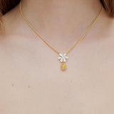 Large White Clematis and Japanese Kerria Necklace