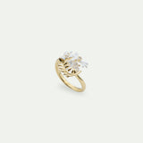 White Wisteria - Laurel and Faceted Stone Adjustable Ring