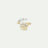 White Wisteria - Laurel and Faceted Stone Adjustable Ring