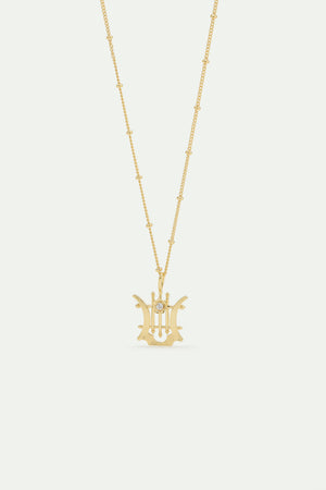 Golden Lyre Pendant Necklace