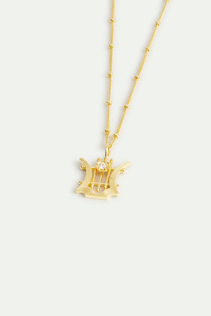 Golden Lyre Pendant Necklace