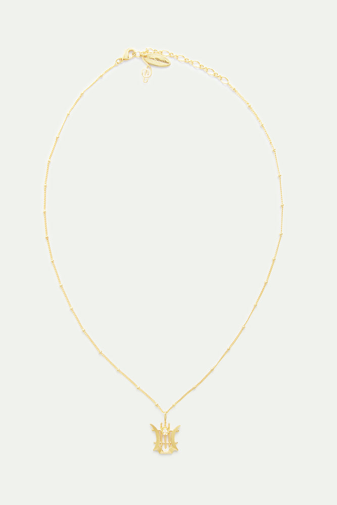 Golden Lyre Pendant Necklace