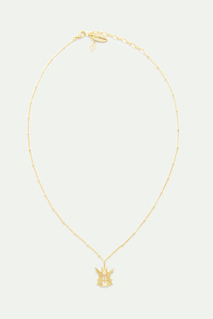 Golden Lyre Pendant Necklace