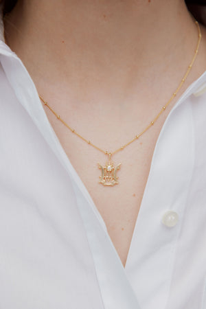 Golden Lyre Pendant Necklace