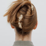 Golden Filigree Tiara Hair Comb with Crystals