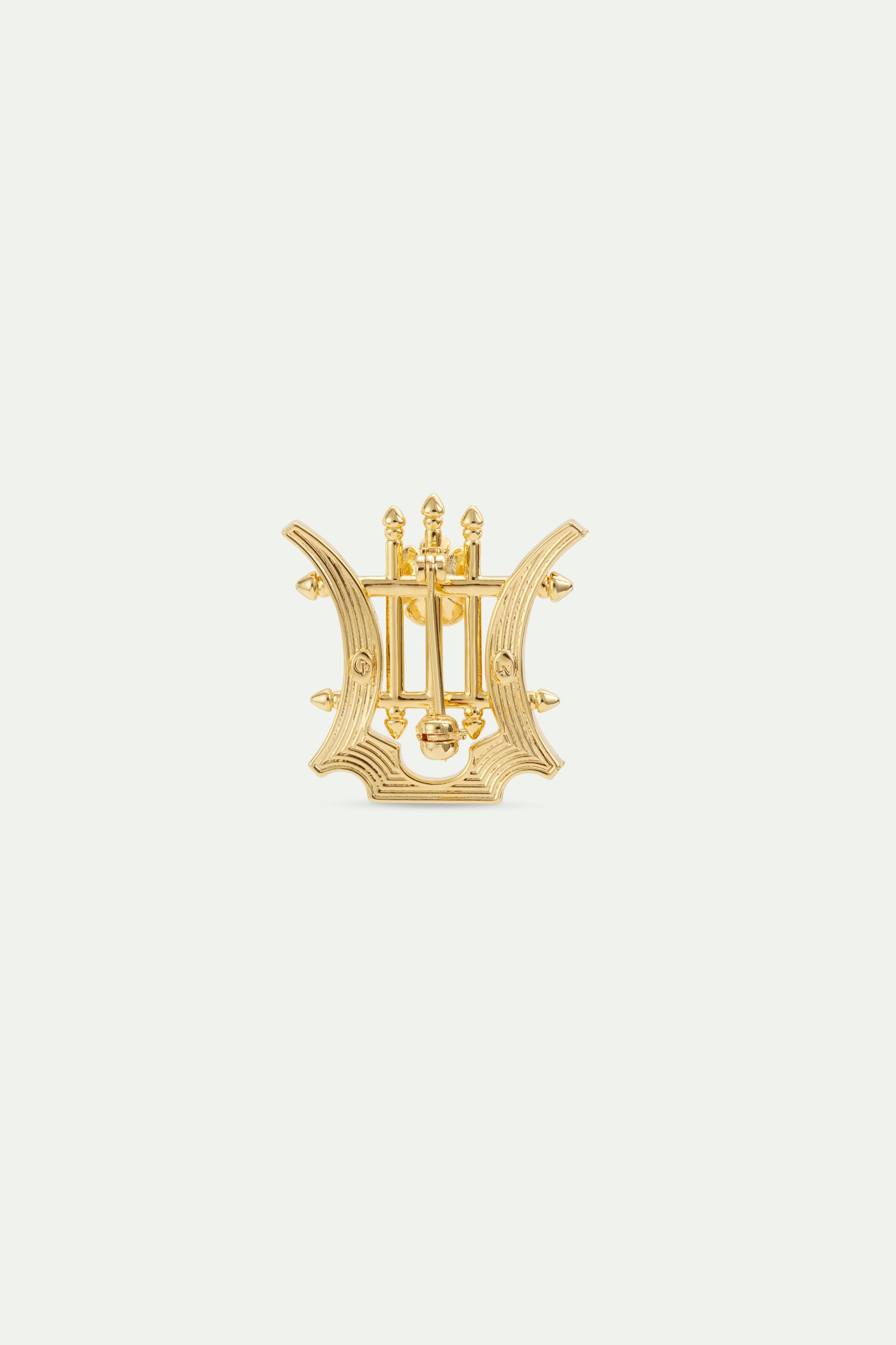 Golden Lyre Brooch with Crystals – Les Néréides
