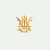 Golden Lyre Brooch with Crystals