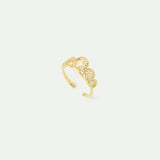 Adjustable Golden Filigree and Crystal Tiara Ring