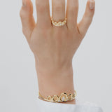Golden Filigree Tiara Cuff Bracelet with Crystals