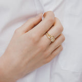 Adjustable Golden Filigree and Crystal Tiara Ring