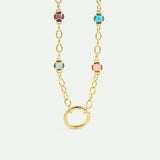 Pendant Necklace Chain with Multicolored Crystals