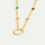 Pendant Necklace Chain with Multicolored Crystals