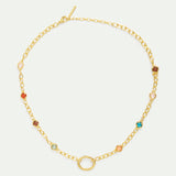 Pendant Necklace Chain with Multicolored Crystals