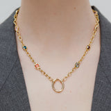 Pendant Necklace Chain with Multicolored Crystals