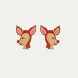 N2 Doe and Red Rhinestone Post Earrings