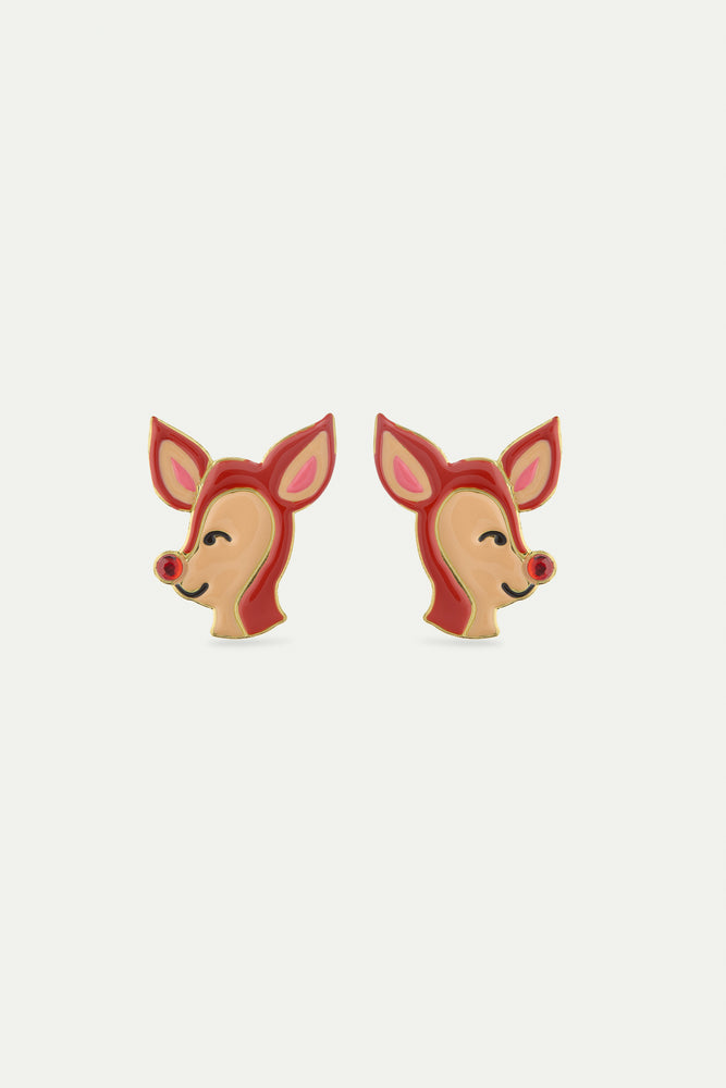N2 Doe and Red Rhinestone Post Earrings