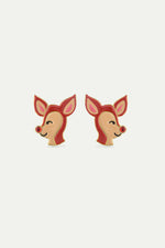 N2 Doe and Red Rhinestone Post Earrings