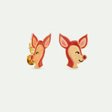 N2 Doe and Red Rhinestone Post Earrings