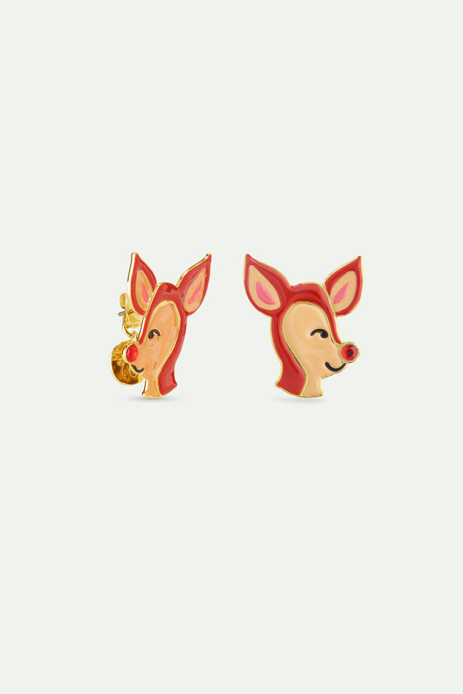N2 Doe and Red Rhinestone Post Earrings