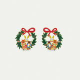 N2 Wreath and Christmas Carols Post Earrings