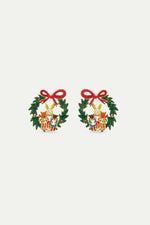 N2 Wreath and Christmas Carols Post Earrings