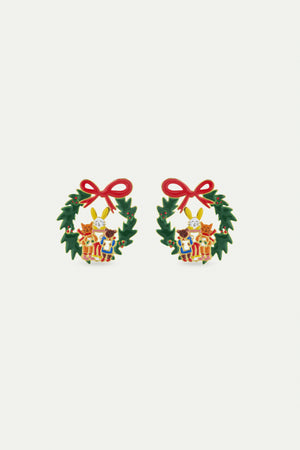 N2 Wreath and Christmas Carols Post Earrings