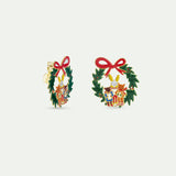 N2 Wreath and Christmas Carols Post Earrings