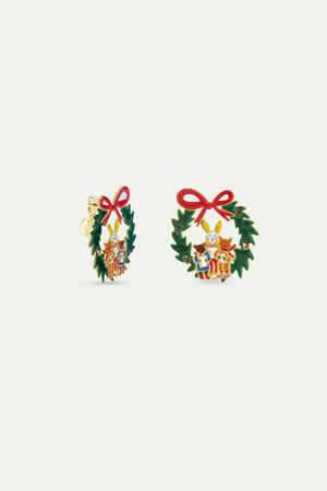 N2 Wreath and Christmas Carols Post Earrings