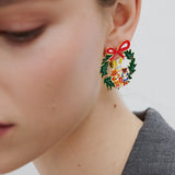 N2 Wreath and Christmas Carols Post Earrings