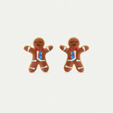 N2 Gingerbread Man and Blue Rhinestone Post Earrings