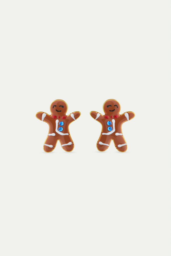 N2 Gingerbread Man and Blue Rhinestone Post Earrings
