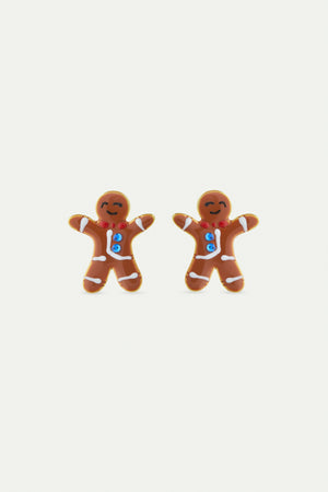 N2 Gingerbread Man and Blue Rhinestone Post Earrings