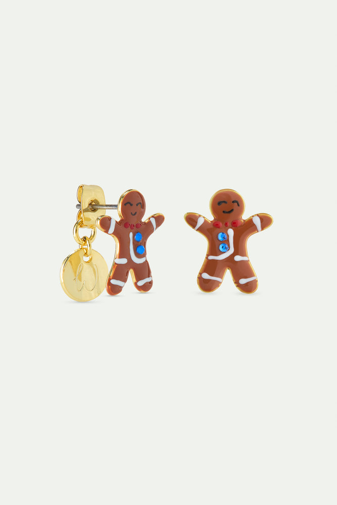 N2 Gingerbread Man and Blue Rhinestone Post Earrings