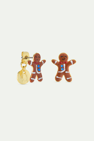 N2 Gingerbread Man and Blue Rhinestone Post Earrings