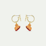 N2 Christmas Dinner and Gold Crown Hoop Post Earrings Studded with White Rhinestones