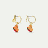 N2 Christmas Dinner and Gold Crown Hoop Post Earrings Studded with White Rhinestones