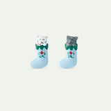 N2 Christmas Stocking Post Earrings with White and Grey Cats and Red Faceted Crystal