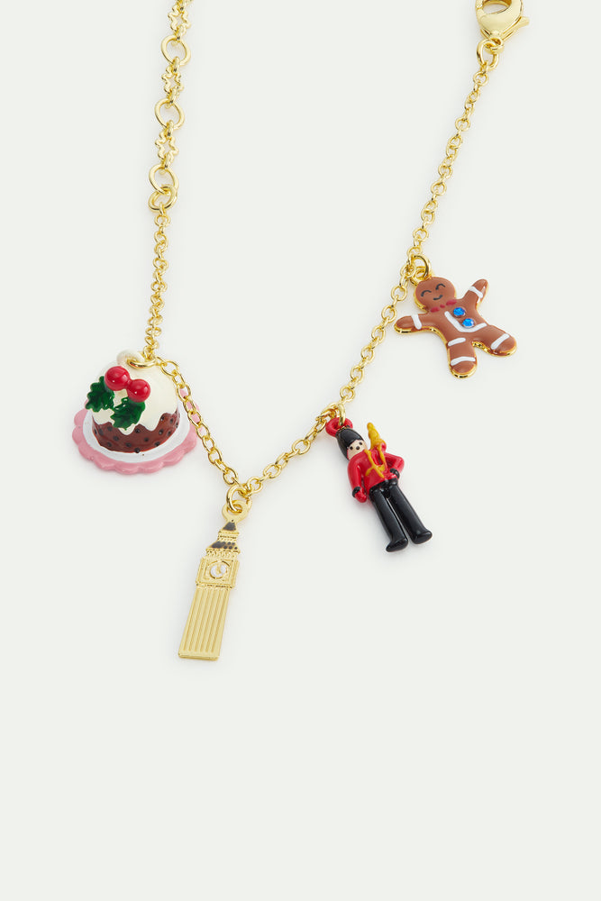 N2 Christmas Pudding, Big Ben, King's Guard and Gingerbread Charm Bracelet