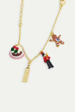 N2 Christmas Pudding, Big Ben, King's Guard and Gingerbread Charm Bracelet