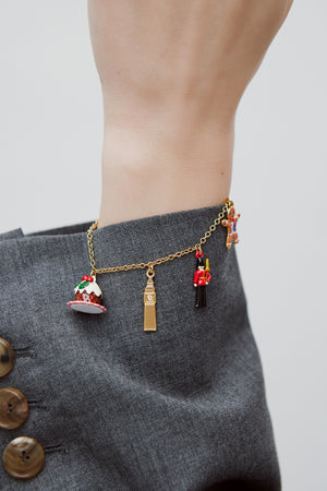 N2 Christmas Pudding, Big Ben, King's Guard and Gingerbread Charm Bracelet