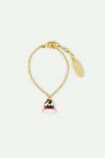 N2 Pendant Bracelet with Christmas Pudding and Faceted Red Crystal Bead