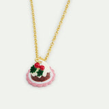 N2 Pendant Bracelet with Christmas Pudding and Faceted Red Crystal Bead