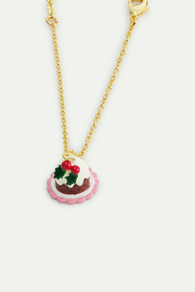 N2 Pendant Bracelet with Christmas Pudding and Faceted Red Crystal Bead