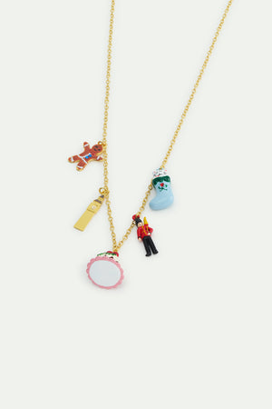 N2 Christmas Stocking, King's Guard, Christmas Pudding, Big Ben and Gingerbread Man Charm Necklace