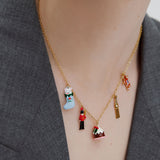 N2 Christmas Stocking, King's Guard, Christmas Pudding, Big Ben and Gingerbread Man Charm Necklace