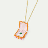 N2 Pendant Necklace with Pink Gift Box, Red Flower and Orange Bow