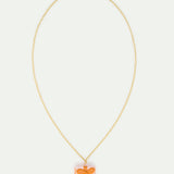 N2 Pendant Necklace with Pink Gift Box, Red Flower and Orange Bow
